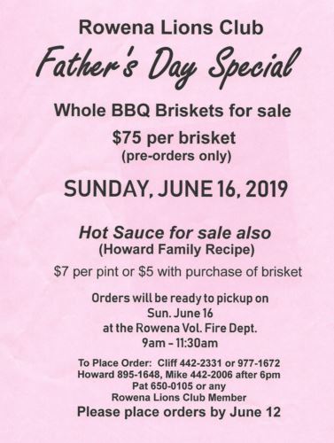 Lions Club Brisket Sale - Fathers Day